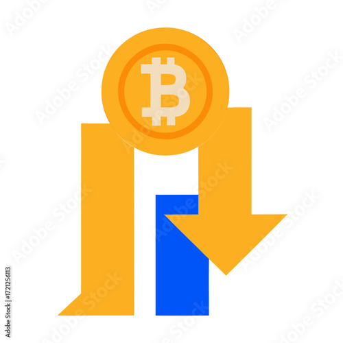 Vector art of bitcoin transfer illustration a coin the bitcoin symbol an arrow design