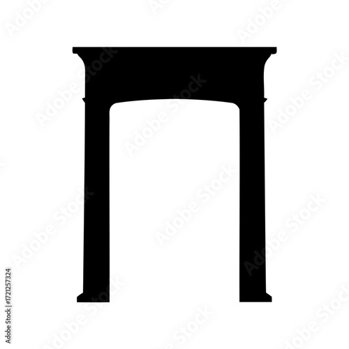 Dramatic silhouette of a solid classic arched doorway or entrance way design