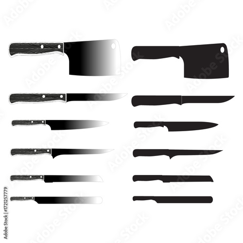 Medieval and fantasy sword set, minimalist icon design