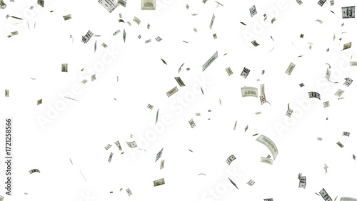 US Dollar Banknotes Flying Transparent PNG. money rain effects, finance-themed graphics, business ads, wealth or investment promotions, and creative motion design projects.