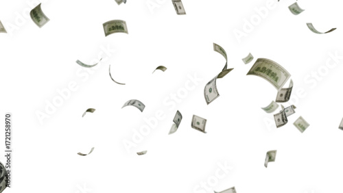 US Dollar Banknotes Flying Transparent PNG. money rain effects, finance-themed graphics, business ads, wealth or investment promotions, and creative motion design projects.