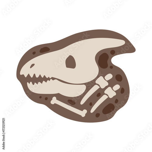 Illustration of a dinosaur fossil in brown