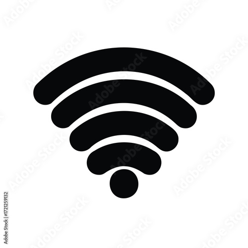 Black and White WiFi Symbol for Wireless Network Connectivity Illustration