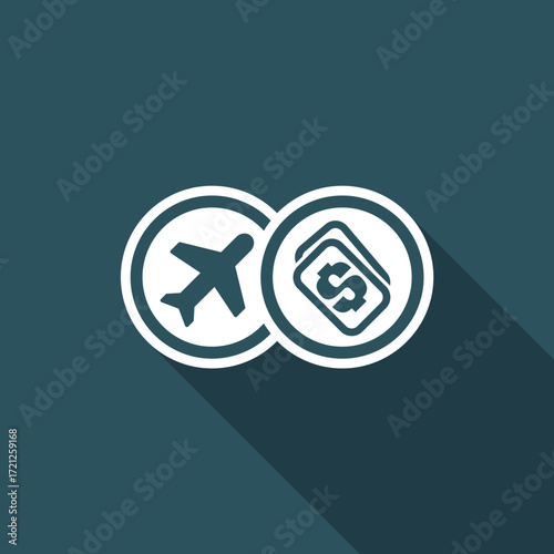 Vector illustration of airplane ticket cost single isolated icon