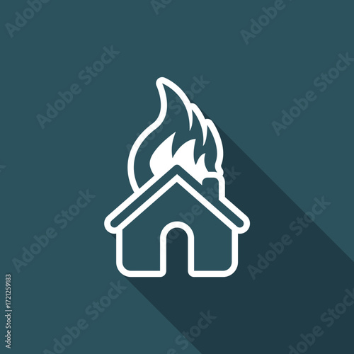 Vector illustration of house burning single isolated icon