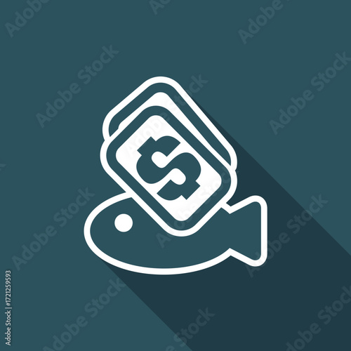 Vector illustration of single isolated fish buy icon