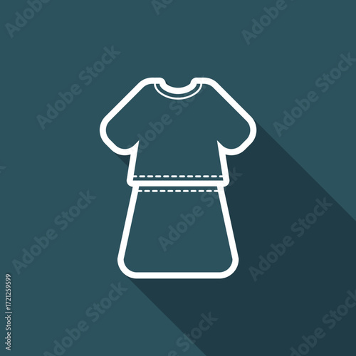 Vector illustration of single isolated girl dress icon
