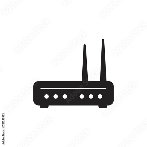 Vector flat illustration of Wi-Fi router device, symbolizing wireless internet connection, home network technology, and digital communication infrastructure