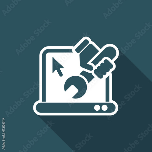 Vector illustration of single isolated Pc repair icon