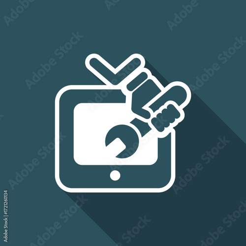 Vector illustration of single isolated tv repair icon