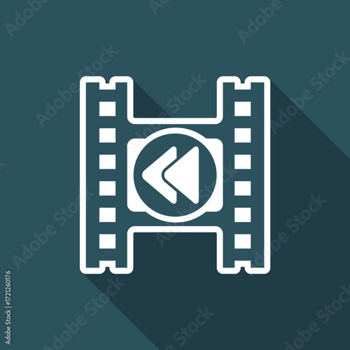 Vector illustration of single isolated video rewind icon