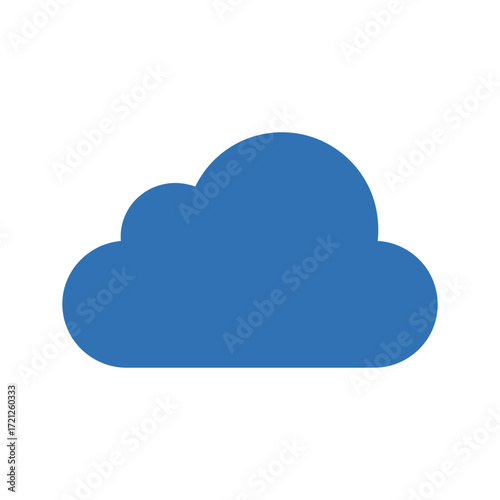 Vector flat design of cloud computing storage symbol, representing online data backup, digital technology infrastructure, and modern internet communication system