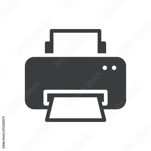 Flat vector illustration of modern printer device, symbolizing digital office equipment, wireless printing technology, and essential business productivity tools