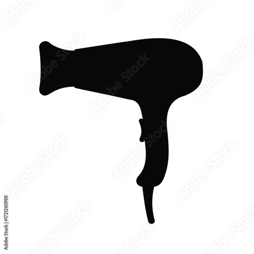 Silhouette of a modern hair dryer, a common styling appliance used