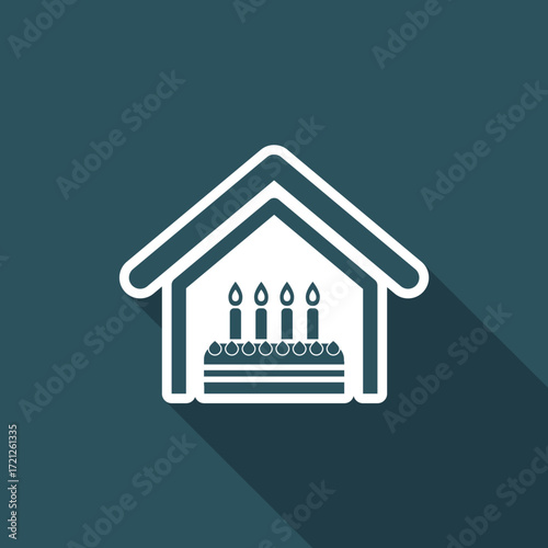 Vector illustration of single isolated home birthday icon