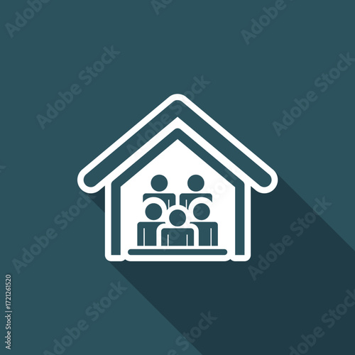 Vector illustration of single isolated home meeting icon