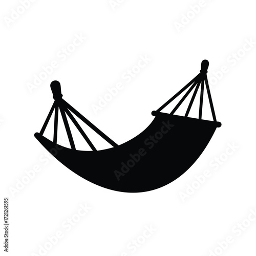 Black silhouette of a hammock isolated on a white background illustration