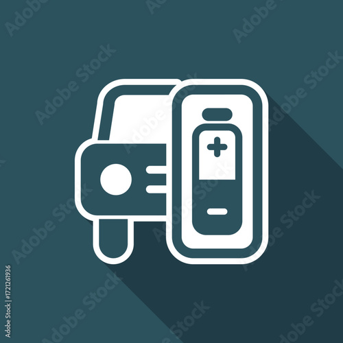 Vector illustration of single isolated electric car icon