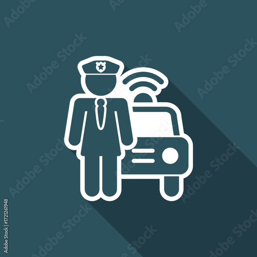 Vector illustration of single isolated police girl icon