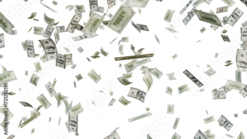 US Dollar Banknotes Flying Transparent PNG. money rain effects, finance-themed graphics, business ads, wealth or investment promotions, and creative motion design projects.