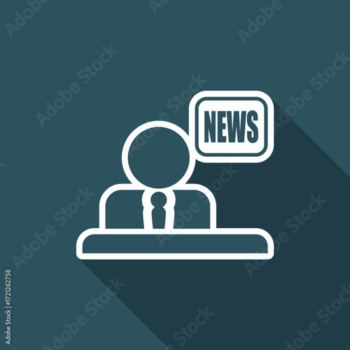 Vector illustration of single isolated tv news icon