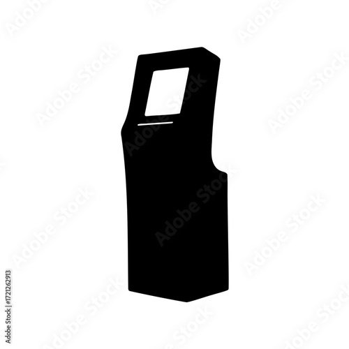 Solid Black Arcade Game Cabinet Silhouette on a Clean White Background