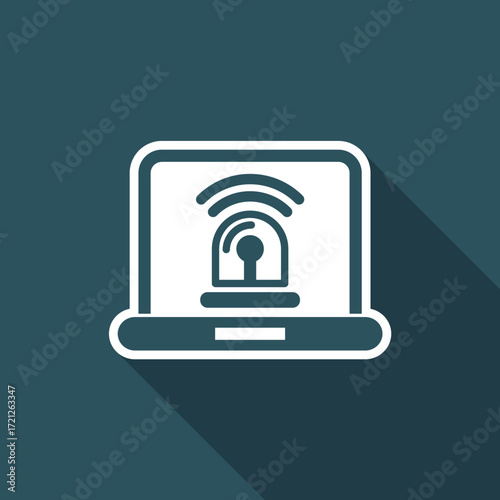 Vector illustration of single isolated alarm pc icon