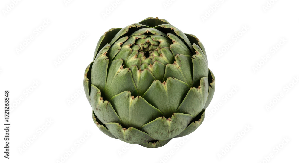 Fototapeta premium Fresh green artichoke isolated PNG with Transparent Background