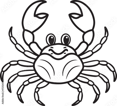 crab line art, coloring book page line art drawing, vector and illustration