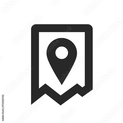 Location marker icon in minimalist design with black background  