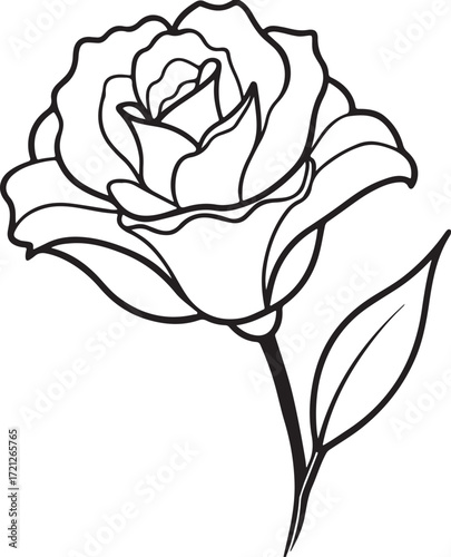 lisianthus flower line art, coloring book page line art drawing, vector and illustration