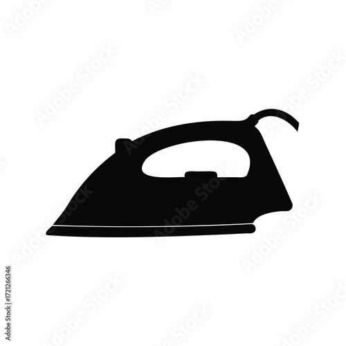 A black and white image of an iron isolated on white background