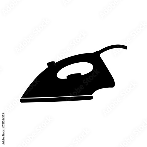 Isolated silhouette of a clothes iron for ironing on a white background
