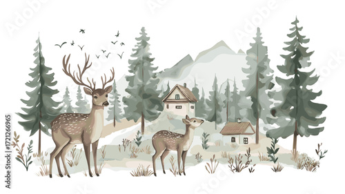 Black Forest. Black Forest watercolor vector illustration
