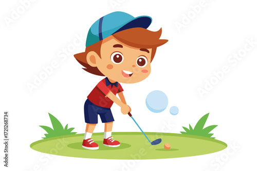 boy with golf club