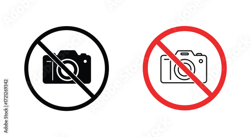 No photography allowed two prohibition signs with a camera symbol