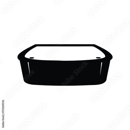 Black And White Low Angle Illustration of a Square Shaped Tub