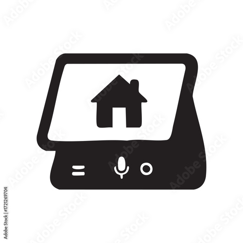 Smart Home Device Displaying Home Icon Symbolizing Connected Living and Automation with Modern Technology Integration for Enhanced Lifestyle
