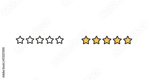 Two sets of five star ratings one gray and one gold