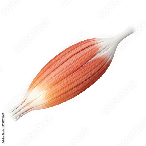 Anatomical illustration of a skeletal muscle fiber bundle, isolated on transparent background