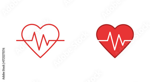 Two red heart icons with electrocardiogram lines representing vital signs