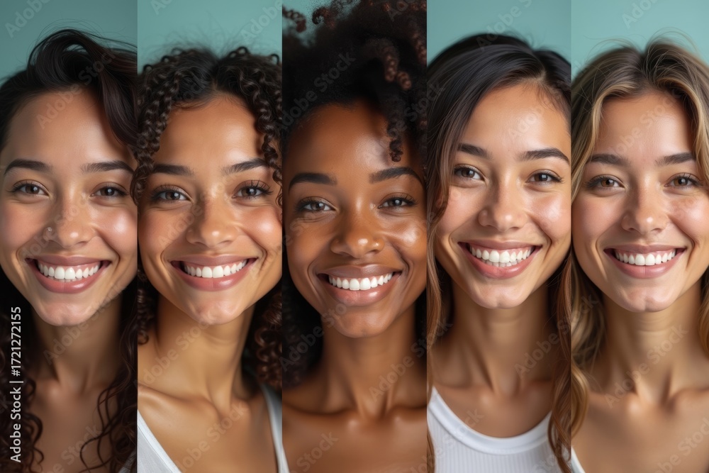 Fototapeta premium Diverse Women Celebrating Happiness: A Beautiful Photo Collage