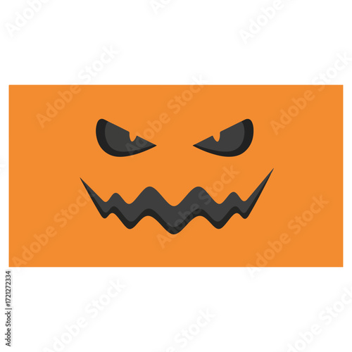 Scary Jack O Lantern Pumpkin Face Illustration.
