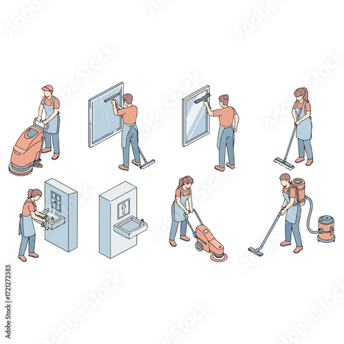 Professional Cleaning Service Team at Work.
