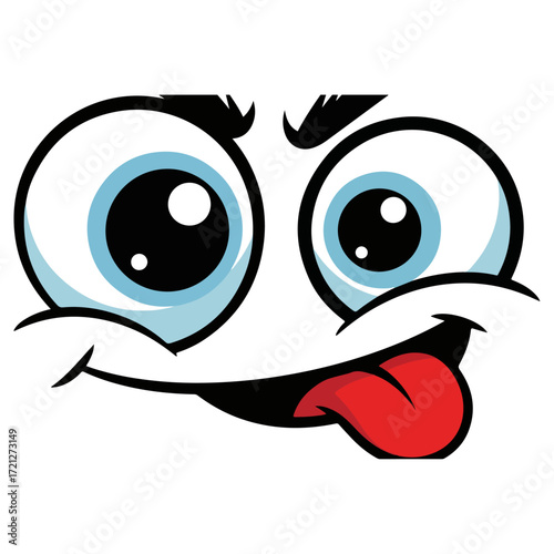 Cartoon Face with Tongue Sticking Out and Googly Eyes.