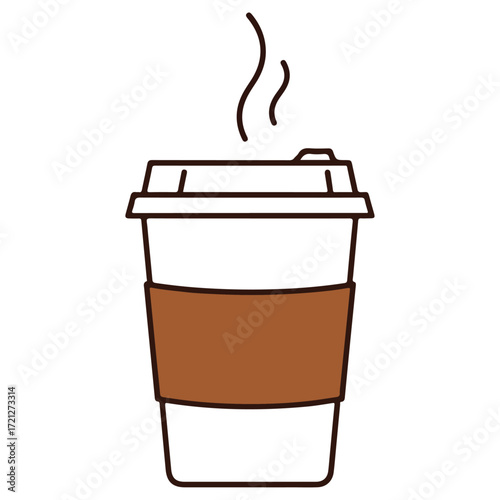 Hot Coffee in Disposable Cup with Sleeve.