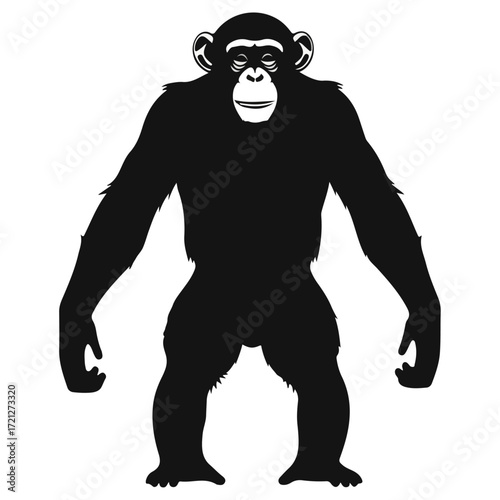 Chimpanzee Silhouette Image.