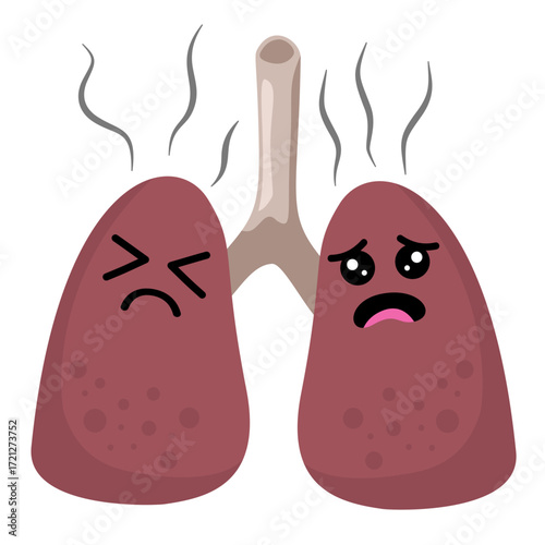 Illustration of Unhealthy Lungs with Smoke