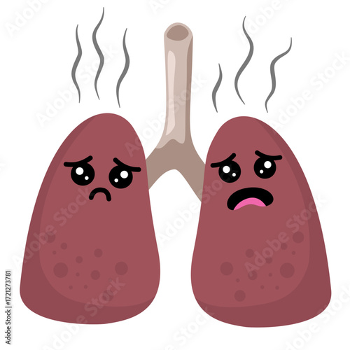Illustration of Unhealthy Lungs with Smoke