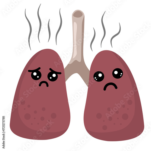 Illustration of Unhealthy Lungs with Smoke